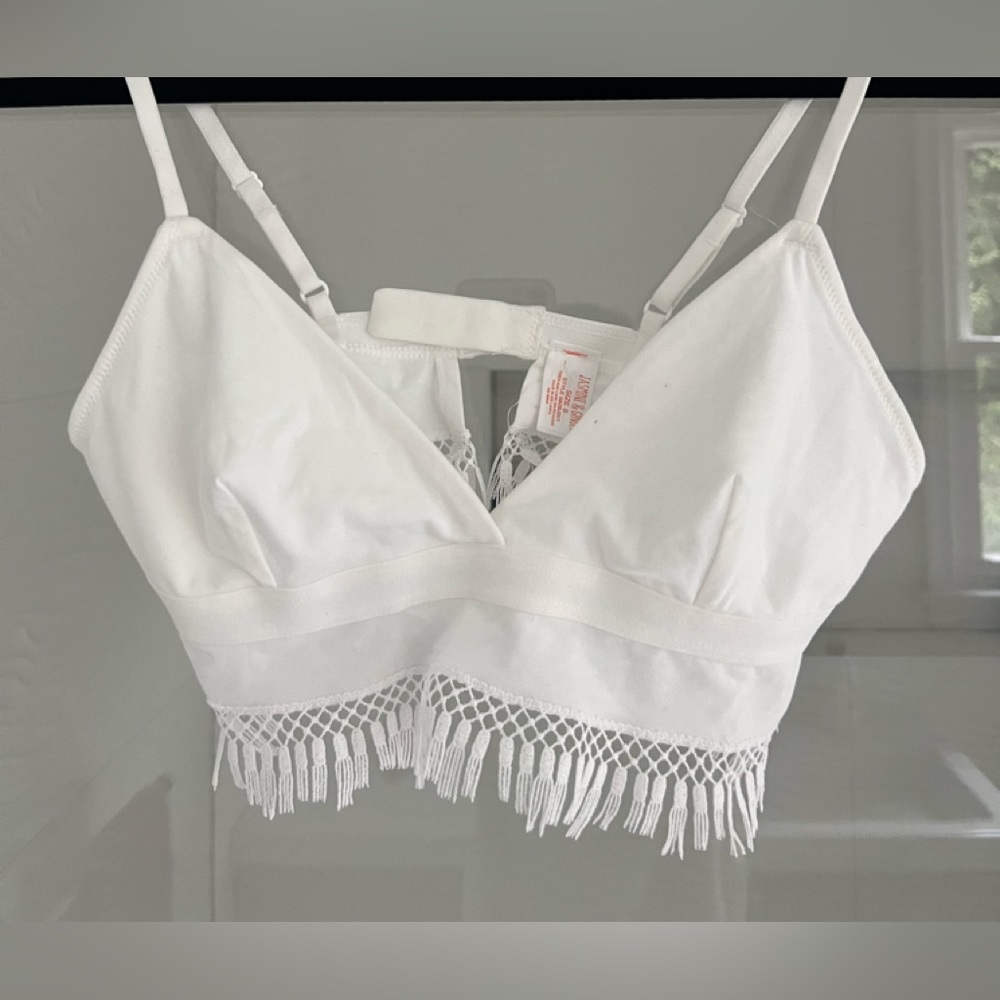 Brand New White Fringe Tank top/bralette with no padding